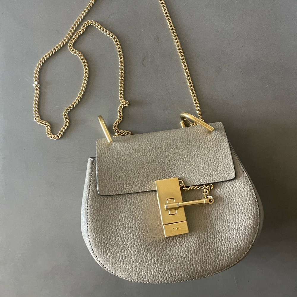 Chloé Drew - Grey Lambskin Leather Shoulder Bag